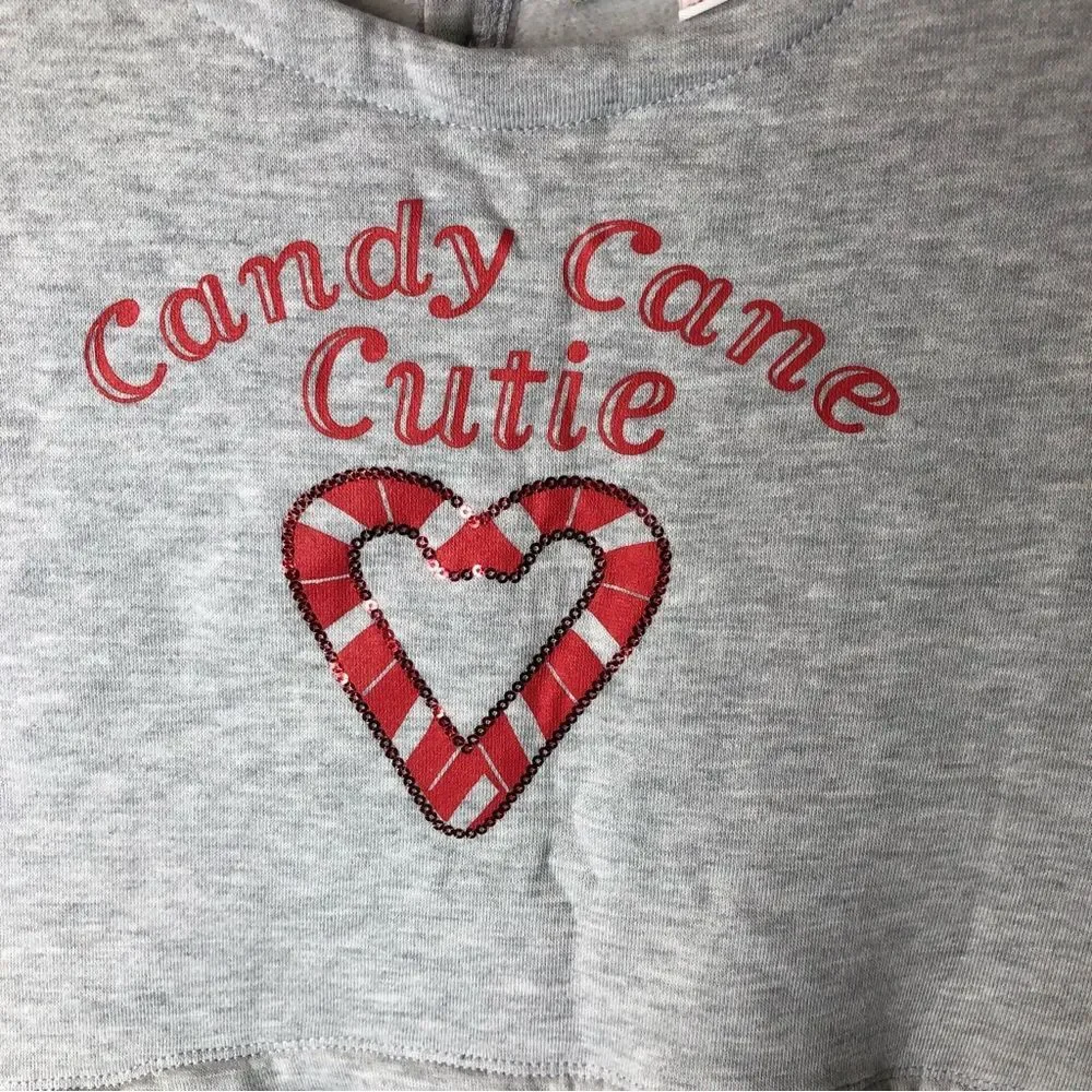 NWT Magical Season Christmas Candy Cane Cutie Gray Girl’s Dress. Size M.